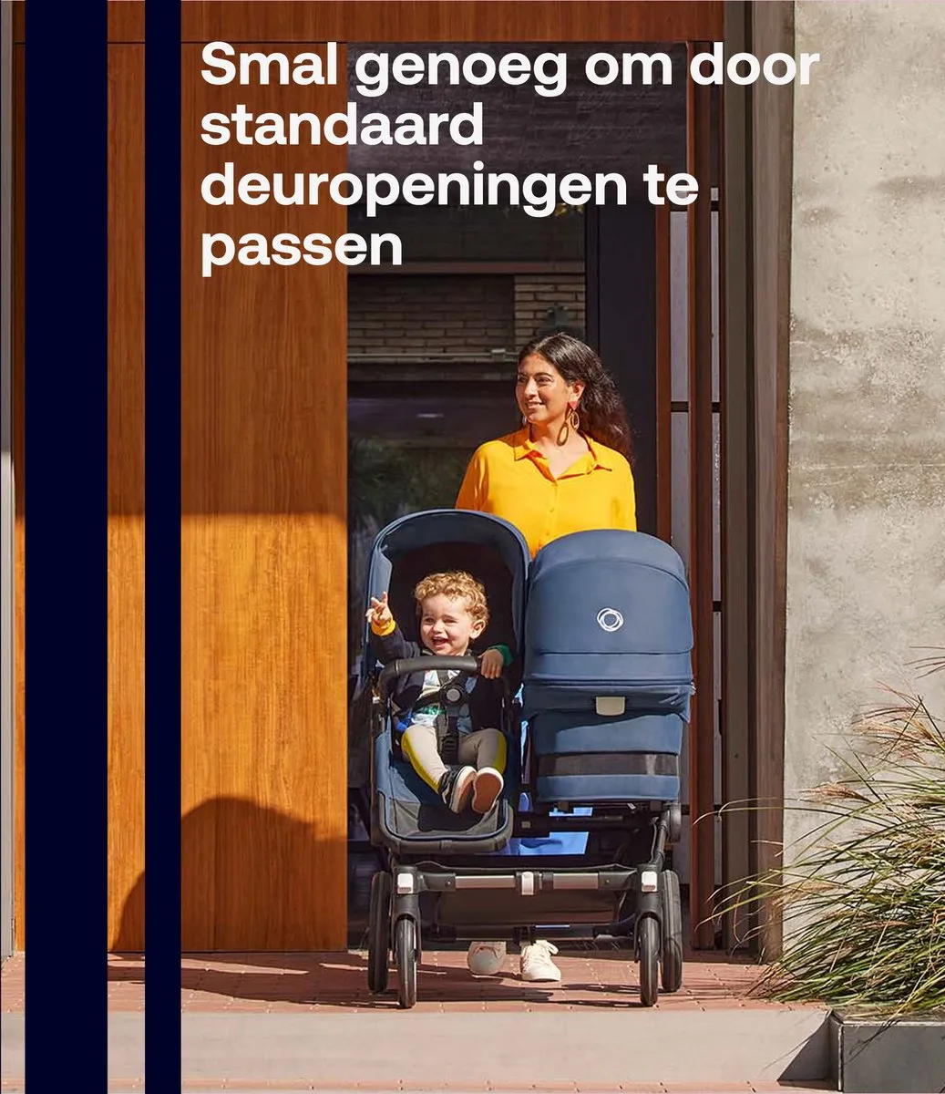 Bugaboo Donkey 5 Duo, complete uitbreidingsset, verbeterd design, omkeerbare stoel en sturen met één hand, Midnight Black