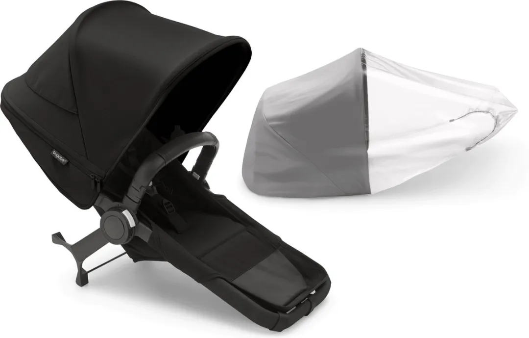 Bugaboo Donkey 5 Duo, complete uitbreidingsset, verbeterd design, omkeerbare stoel en sturen met één hand, Midnight Black