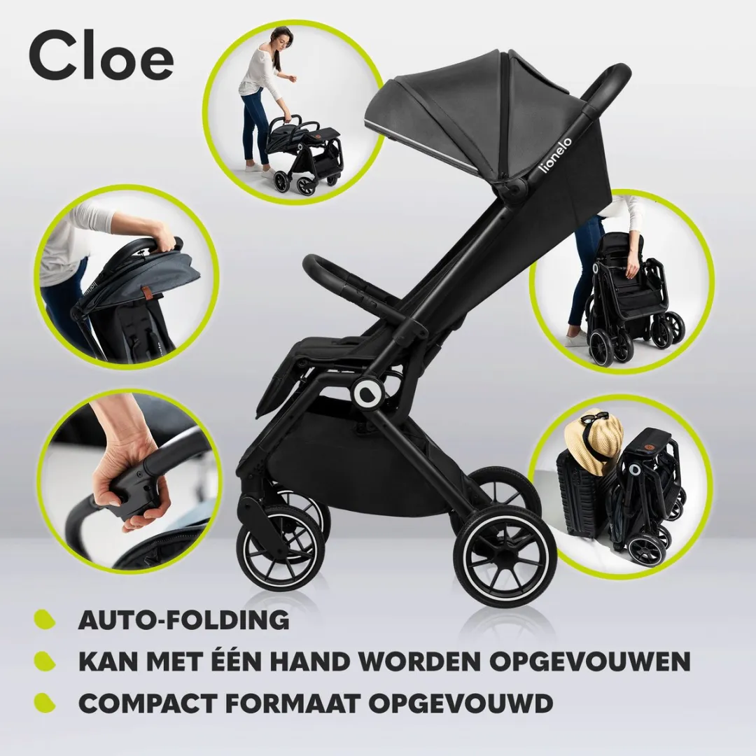 Lionelo Cloe Kinderwagen - Grijs - 360° Wielen