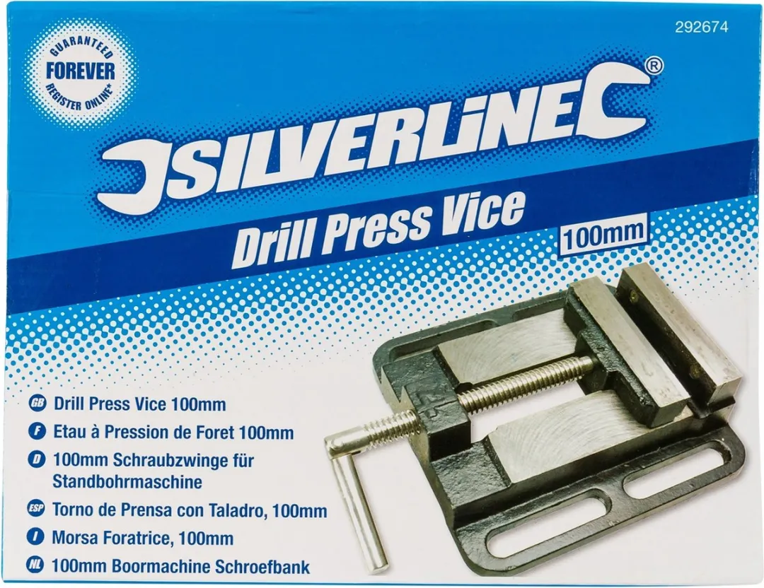 Silverline Bankschroef 100mm - Geharde kaken - Chroom geplateerd