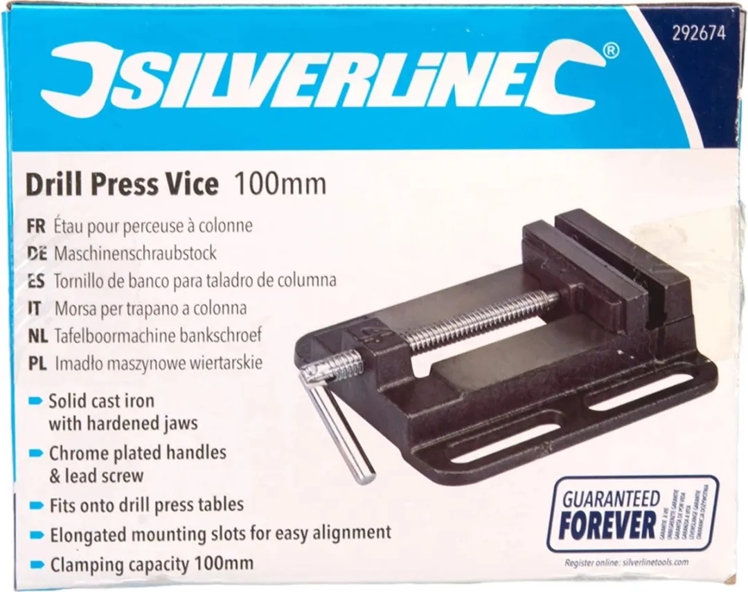 Silverline Bankschroef 100mm - Geharde kaken - Chroom geplateerd