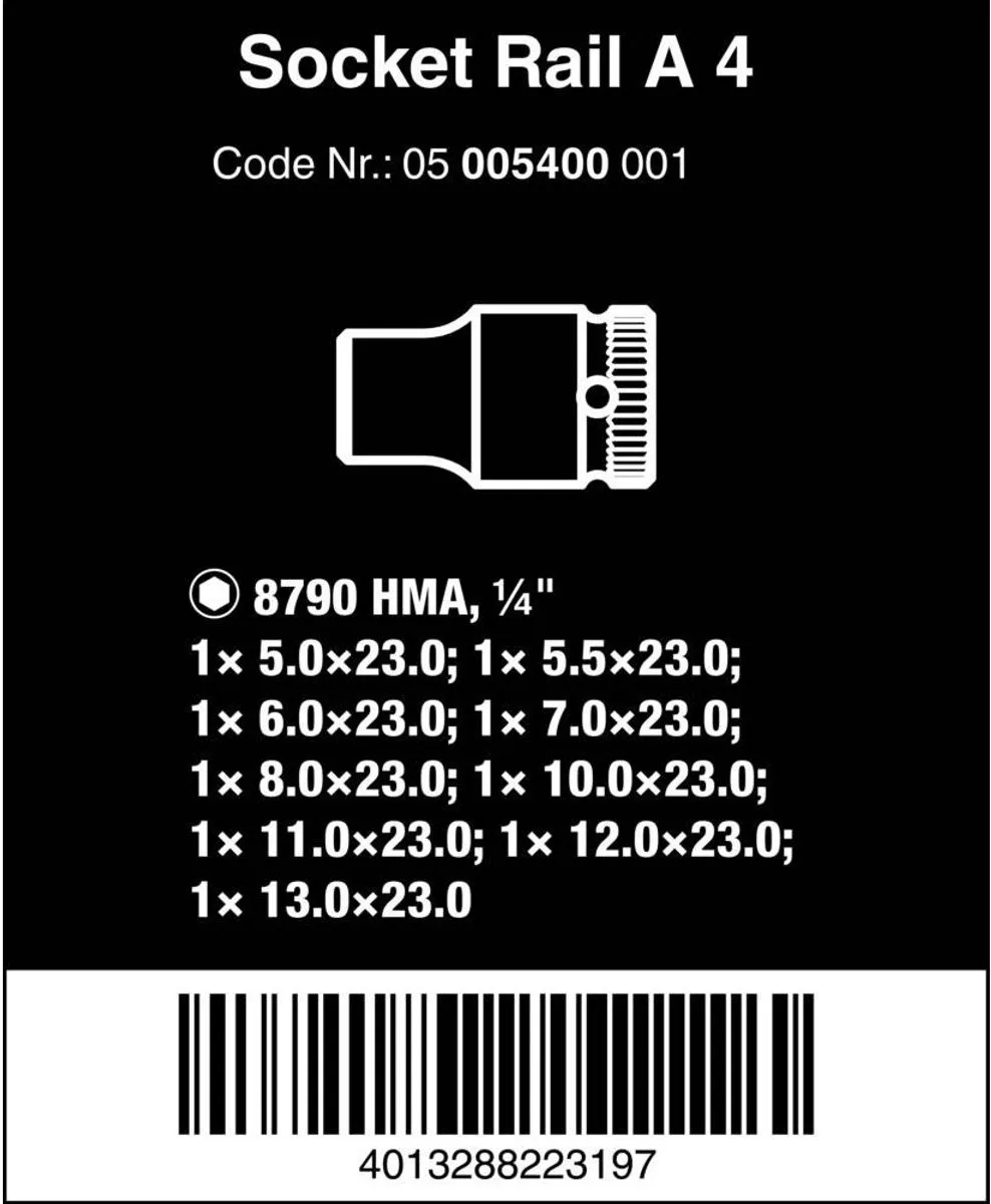 Wera A 4 Zyklop 05005400001 Dopsleutelset - 9-delig