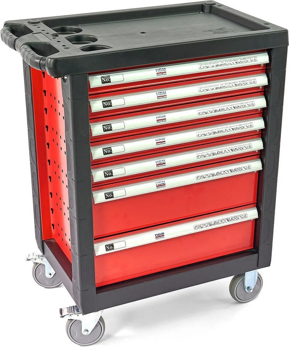 HBM 196-delige Gereedschapswagen - Rood/Zwart - afbeelding 6 van 6