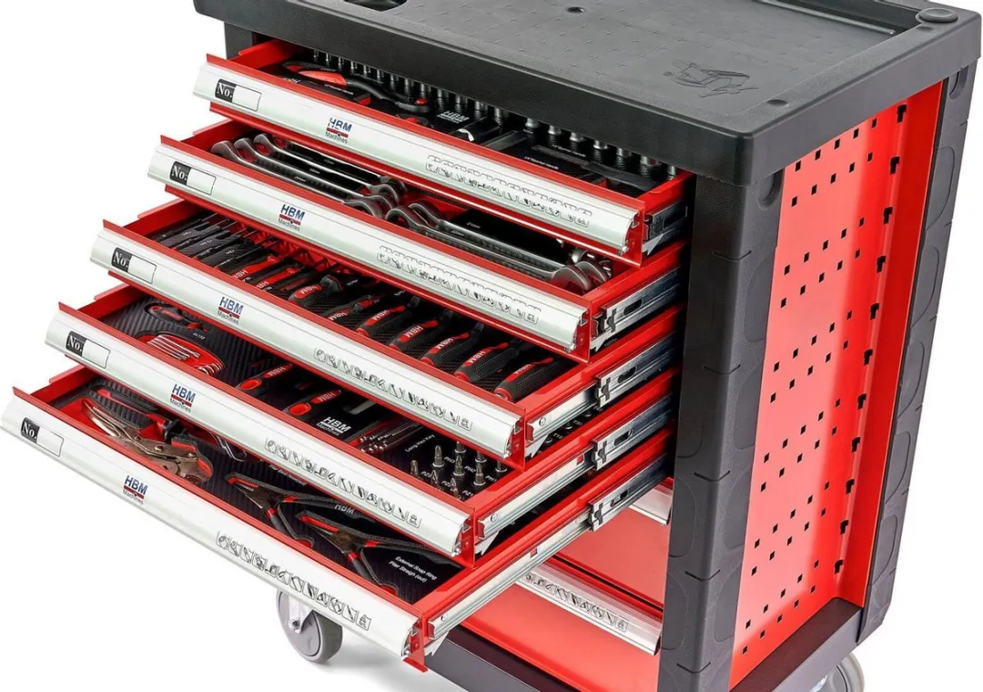HBM 196-delige Gereedschapswagen - Rood/Zwart