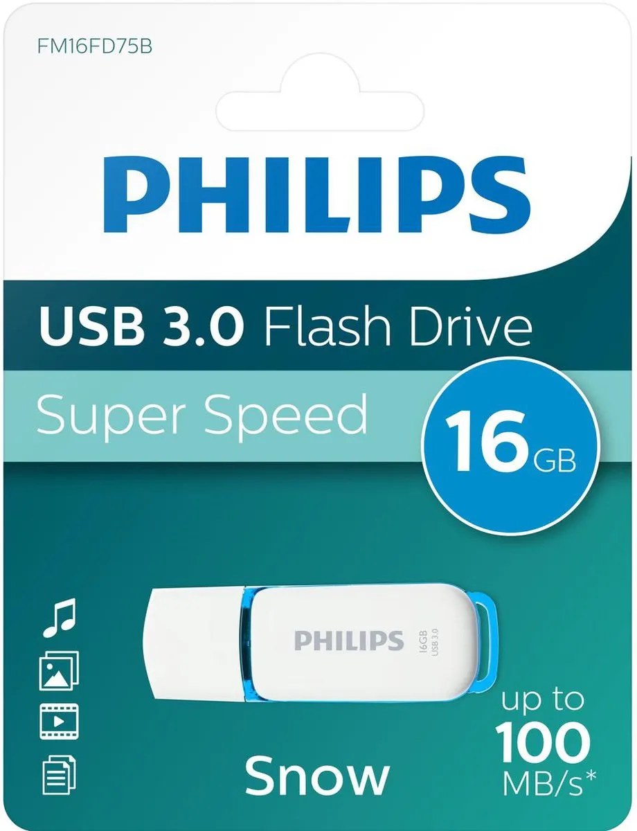 Philips FM16FD75B USB Flash Drive 16GB - Wit