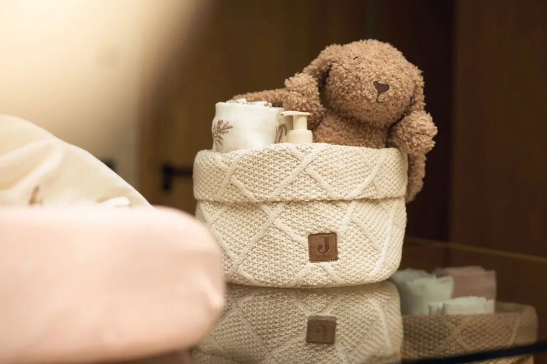 Jollein Commode Mandje Check Knit Oatmeal 14x18cm
