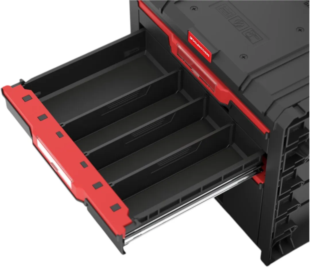 Toolbrothers RHINO L Drawer 3 Cart Plus ECO Gereedschapskist - 2x 4,5L + 12L - Rood/Zwart - afbeelding 3 van 6