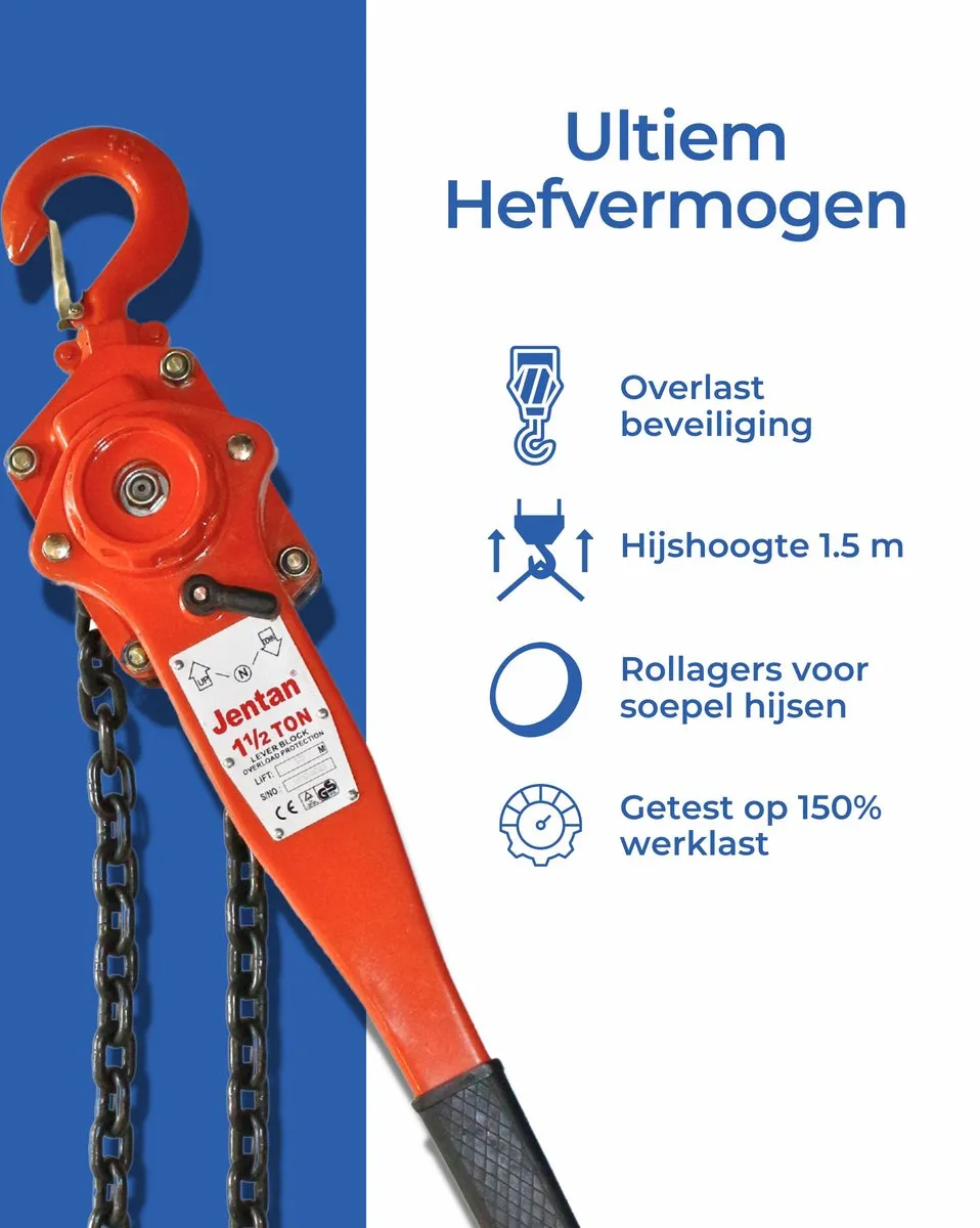 TETRA Tools JTVA-150 Rateltakel - 1,5 Ton
