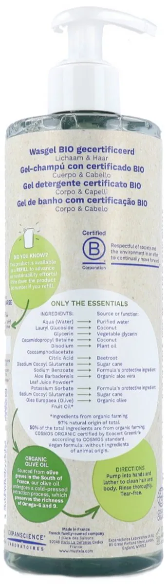 Mustela Bio Wasgel Hair & Body 400ml