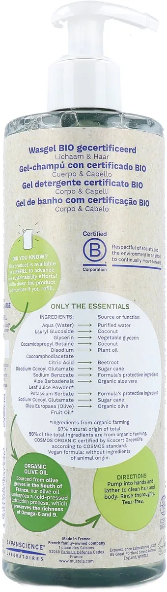 Mustela Bio Wasgel Hair & Body 400ml