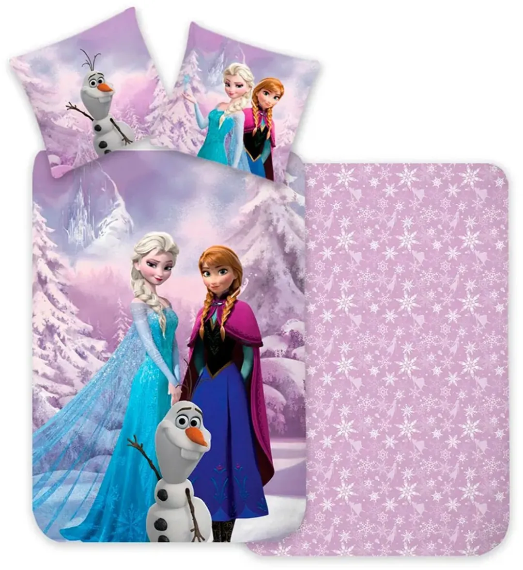 Disney Frozen Dekbedovertrek Anna Elsa Olaf - 100x140cm - Paars Multicolor
