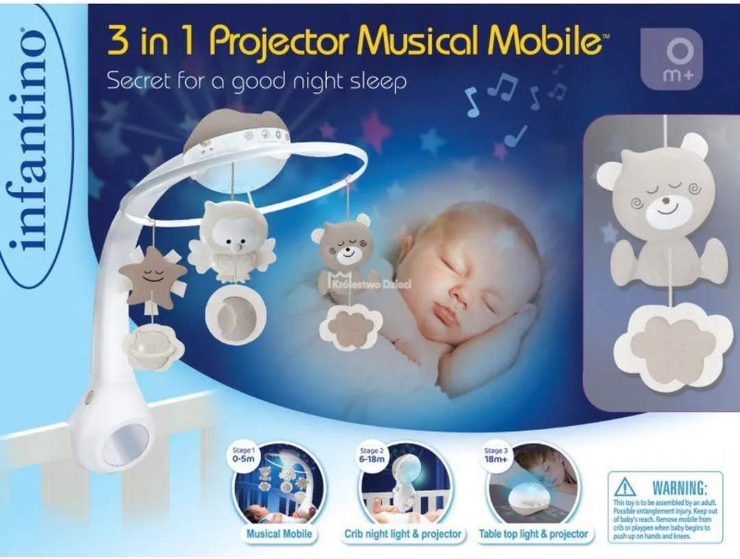 Infantino Grey 3-in-1 Muziekmobiel & Projector