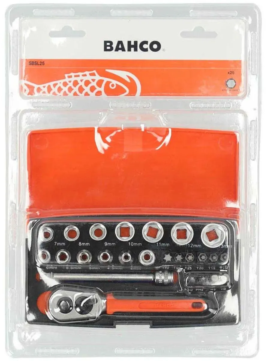 Bahco SBSL25 Doppenset 25-delig - 1/4" - Oranje