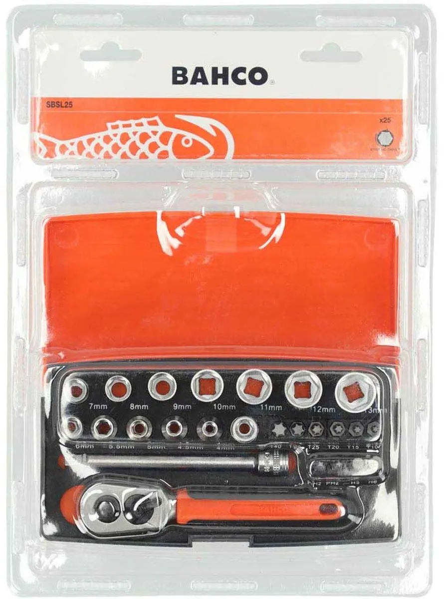 Bahco SBSL25 Doppenset 25-delig - 1/4" - Oranje