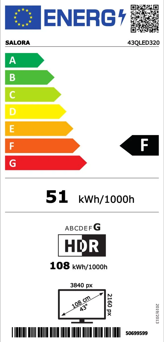 Salora 43QLED320 4K Smart TV - 109cm Zwart