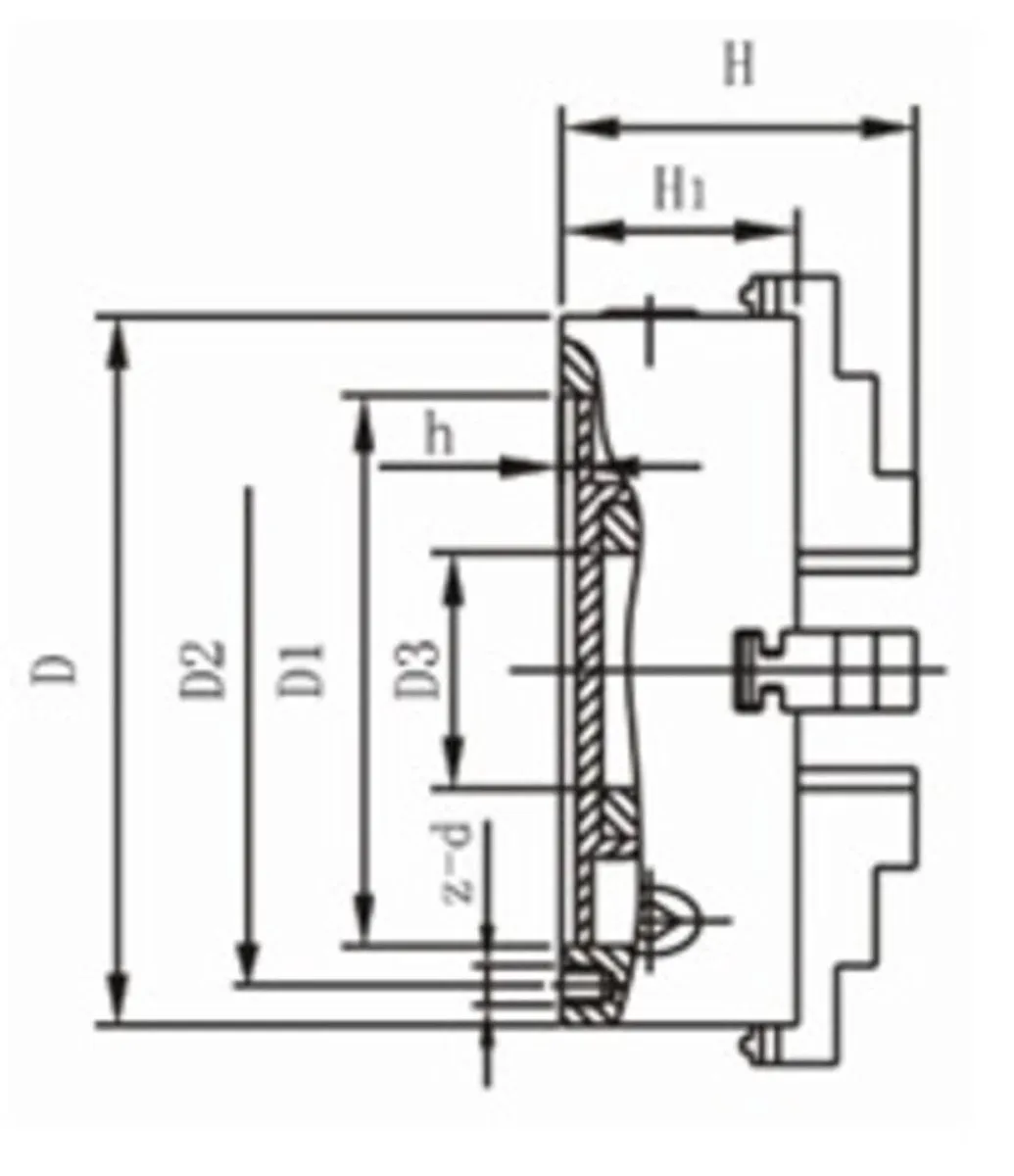 HBM Zelfcentrerende 4-Klauwplaat 160mm - Zilver