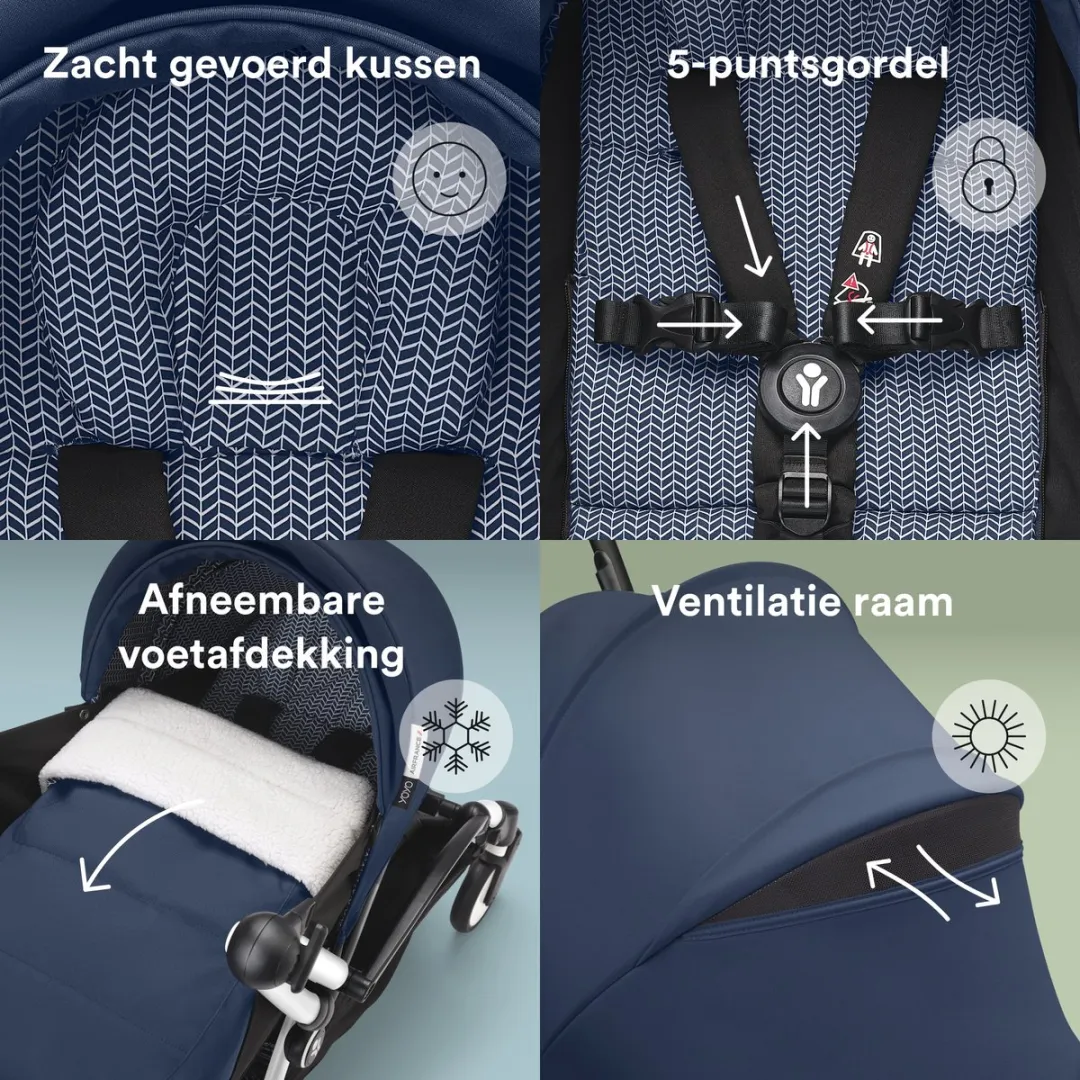 Stokke YOYO 0+ Newborn Pack Air France Blue - inclusief matras en luifel