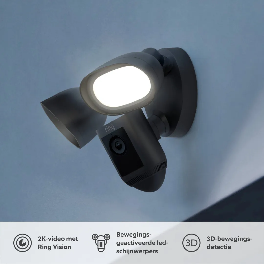 Ring Floodlight Cam Wired Pro B0CG6T4QNH IP-camera - 2K - Zwart
