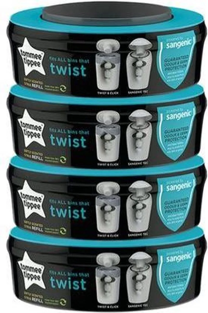 Tommee Tippee Twist & Click Luieremmer - 10 Stuks - Grijs/Wit