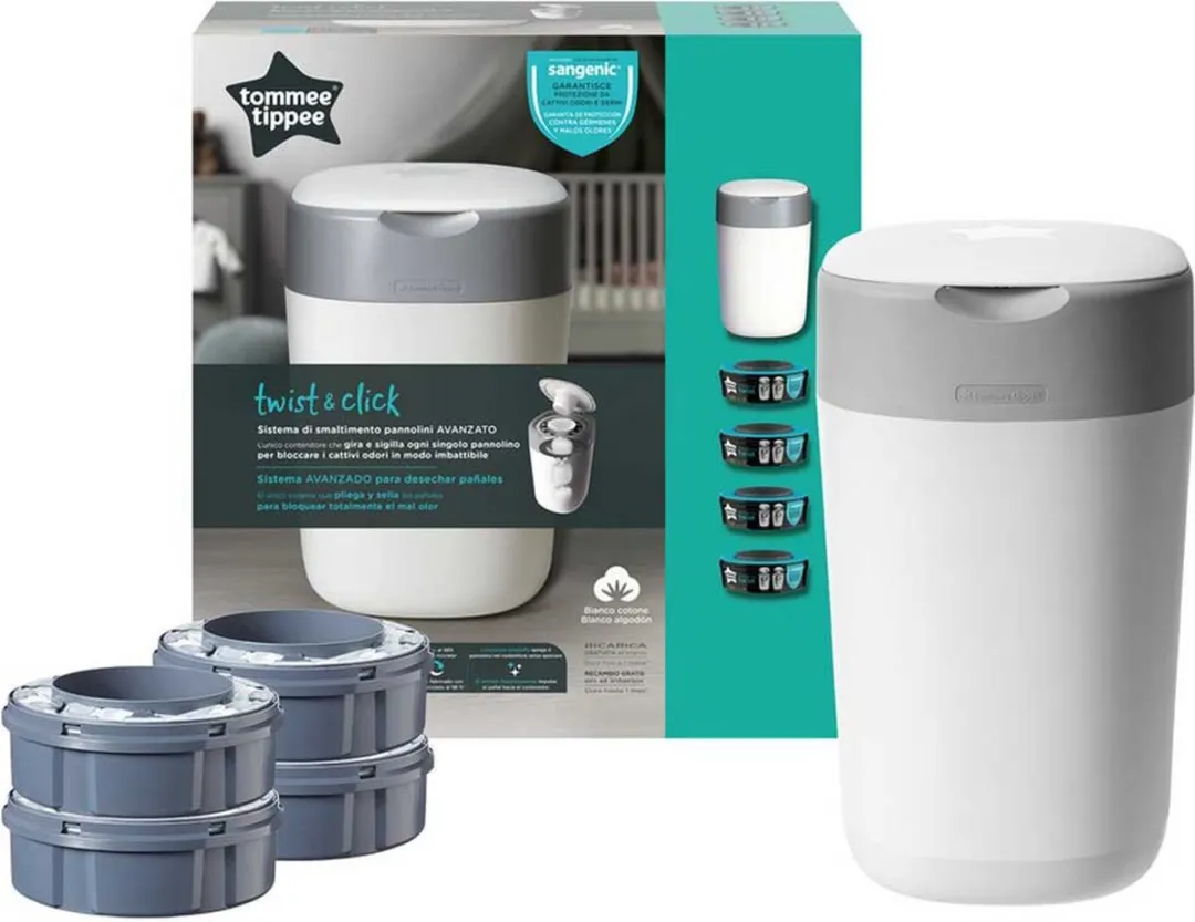 Tommee Tippee Twist & Click Luieremmer - 10 Stuks - Grijs/Wit