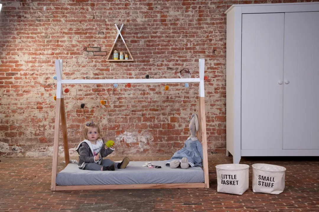 Childhome Tipi Bed 70x140cm - Massief Hout - Naturel/Wit