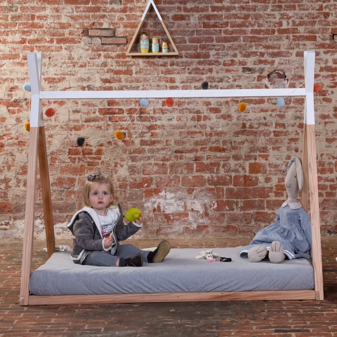 Childhome Tipi Bed 70x140cm - Massief Hout - Naturel/Wit