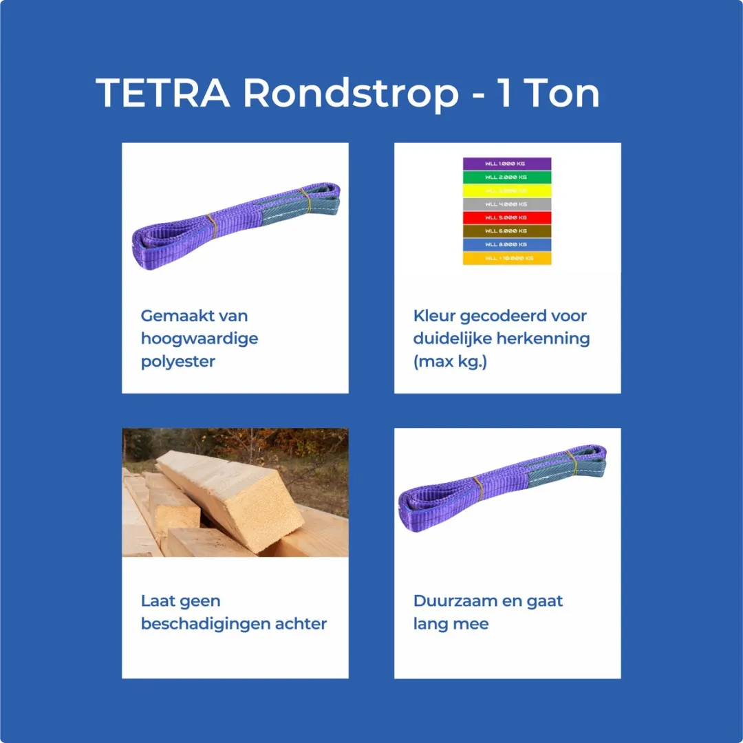 TETRA Tools Hijsband 1 Ton - 10 Meter - Paars