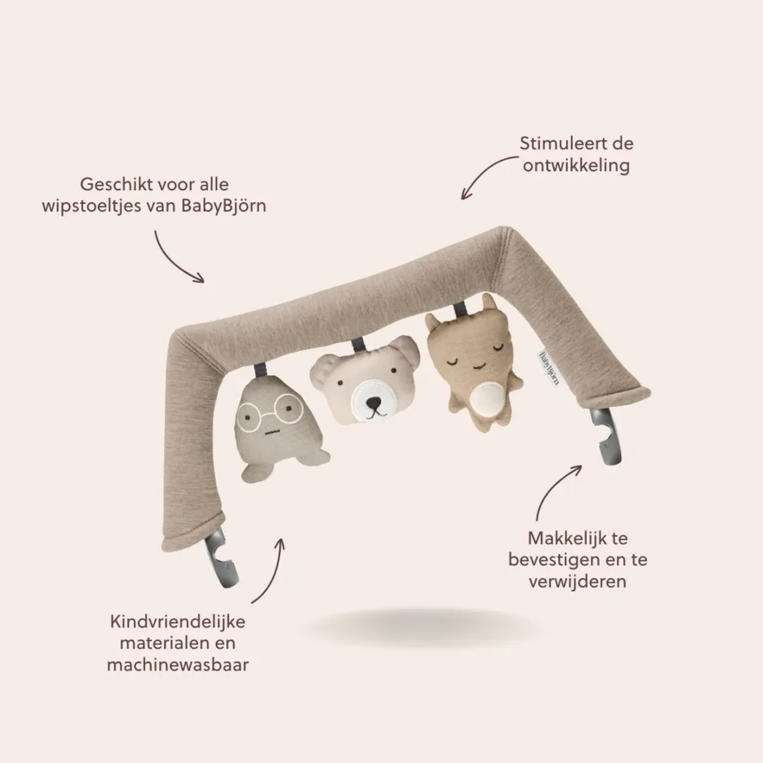 BabyBjörn Speelboog Wipstoel - Knuffelvriendjes Neutrale kleuren