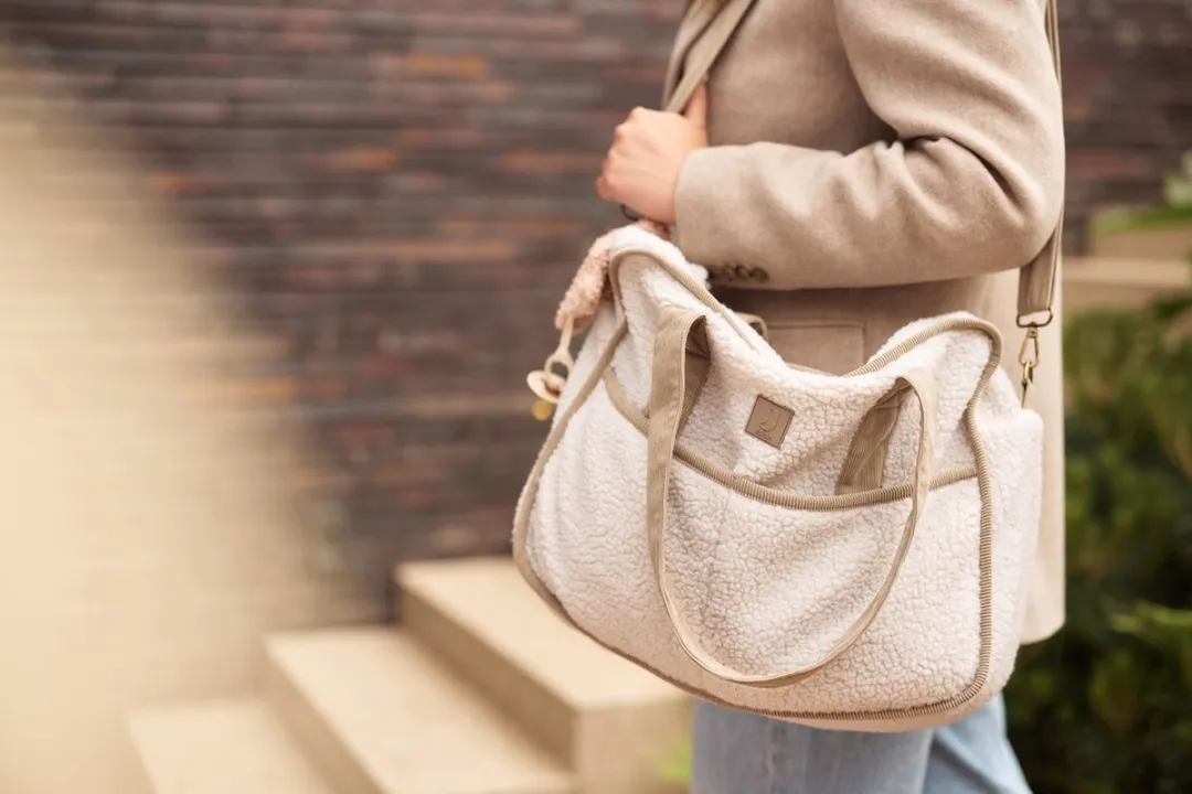 Jollein Mombag Teddy Noé Luiertas - Natural - Inclusief Verschoonmatje