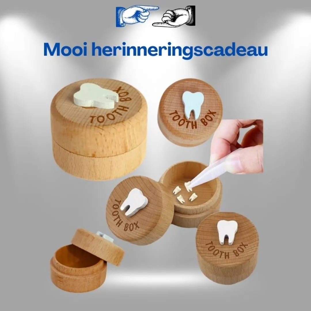 Lean Toys Houten Melktanden Doosje met Gravering