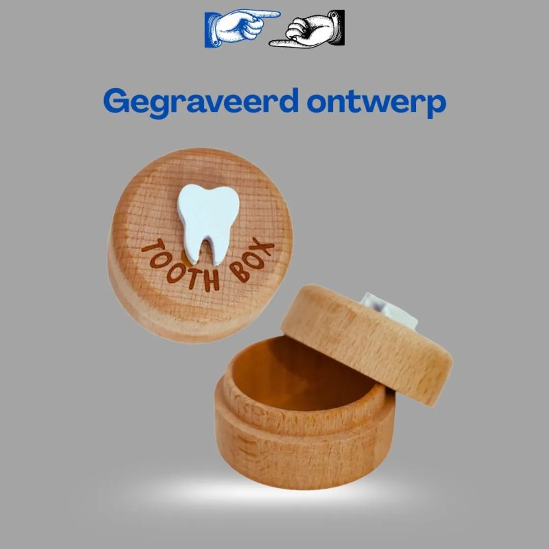 Lean Toys Houten Melktanden Doosje met Gravering - afbeelding 6 van 6