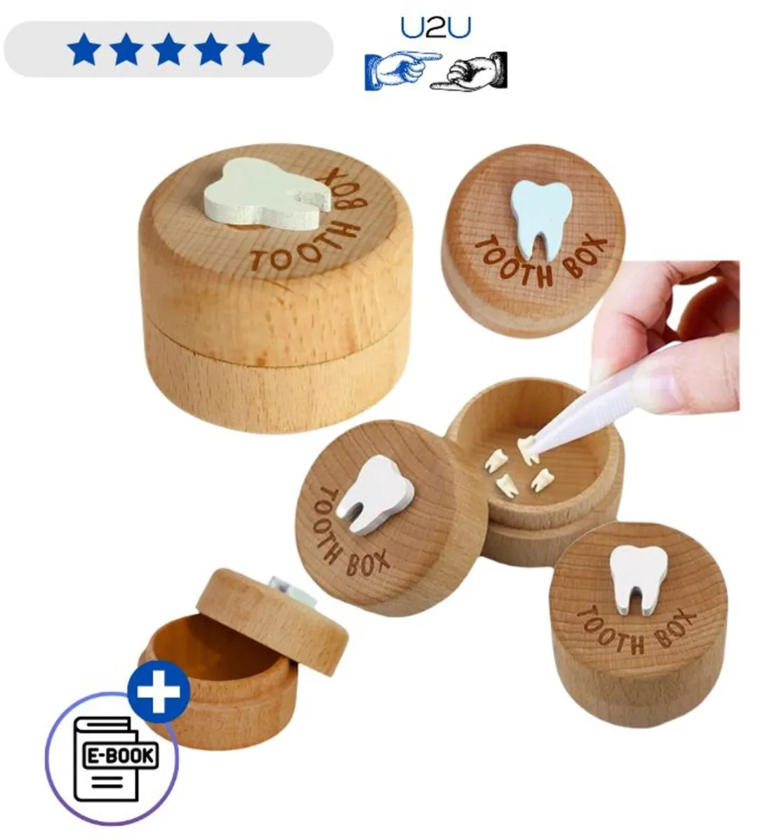 Lean Toys Houten Melktanden Doosje met Gravering