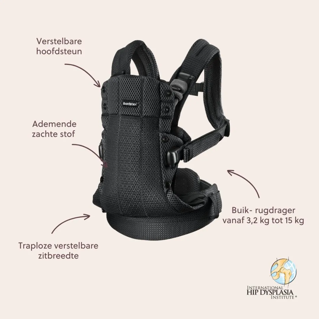 BabyBjörn Harmony 3D Mesh Draagzak - Zwart