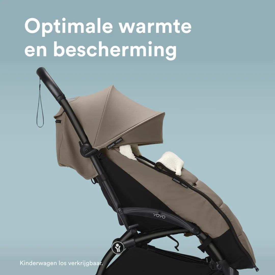 Stokke YOYO voetenzak, Taupe - Sherpa-voering, fleece met trekkoord, dubbele vulling - Machinewasbaar op 30°C - Inclusief kleine tas