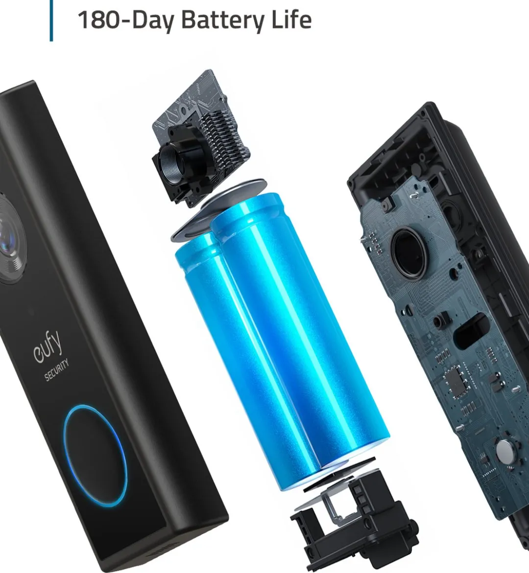 Eufy Security Wireless Video Doorbell 2K + S220 SoloCam - 4 Ontvangers - Zwart