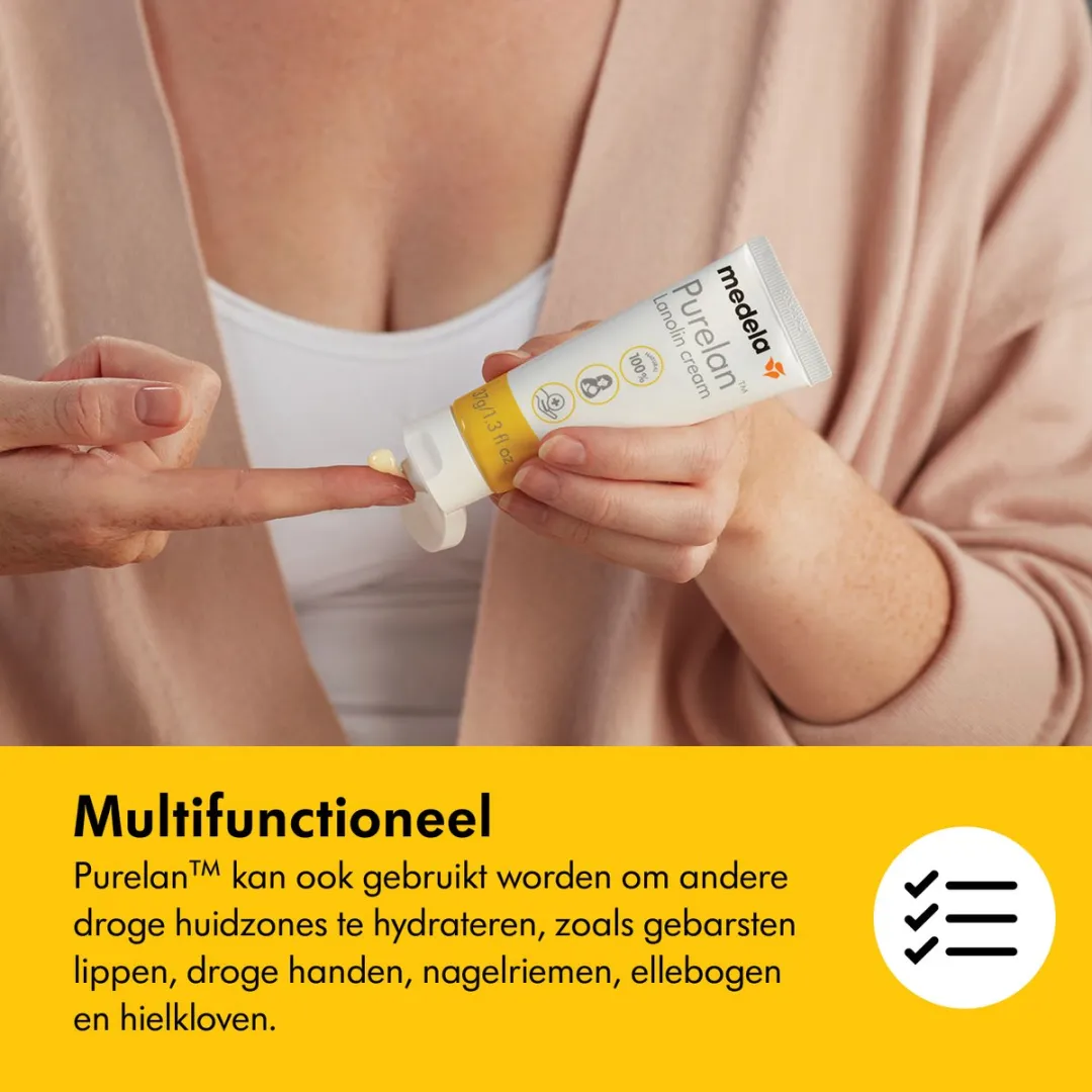 Medela Purelan Tepelzalf - Lanoline tepelcrème - snelle verlichting bij pijnlijke tepels - Tube 37gr