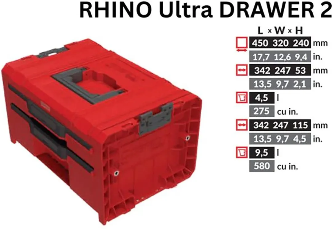 Toolbrothers RHINO L Drawer 2 ULTRA Organize+ - 2 Lades IP54 - afbeelding 6 van 6