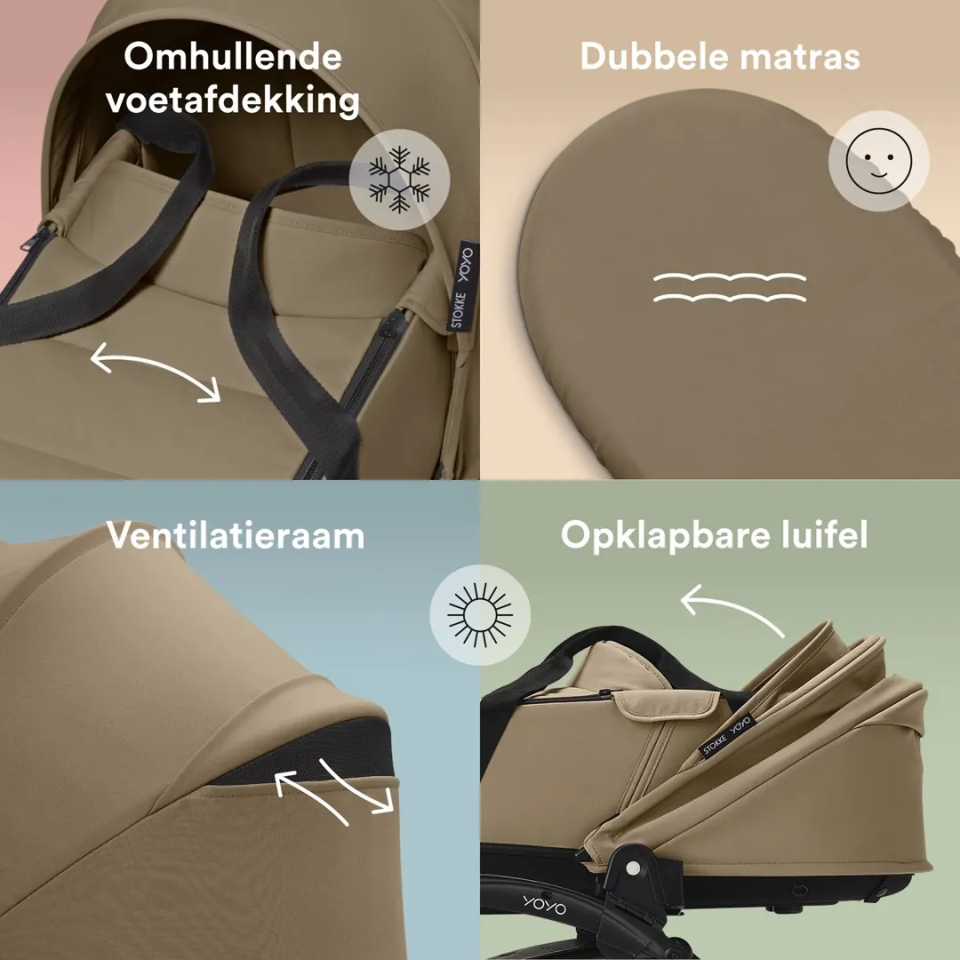 Stokke YOYO Newborn Shell Toffee - inclusief matras & voetenzak