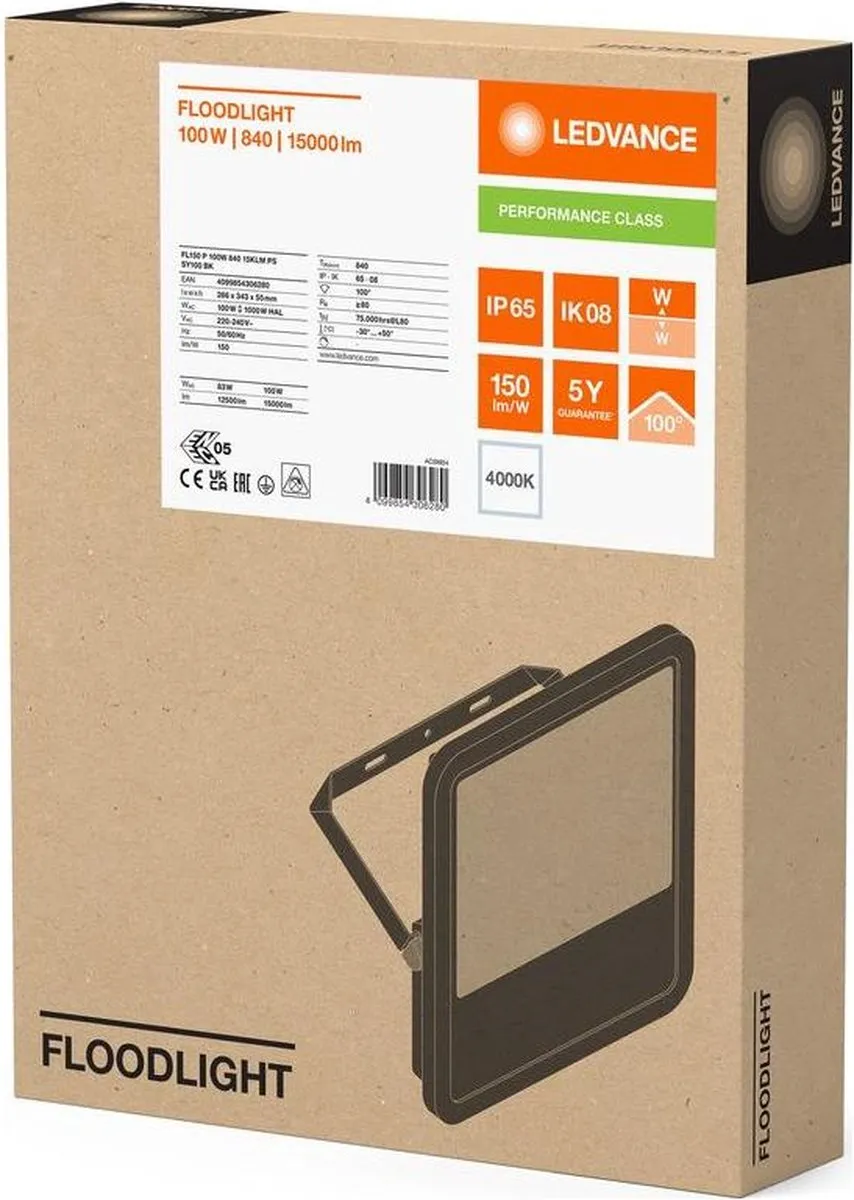 LEDVANCE Floodlight 100W 15000lm - Zwart
