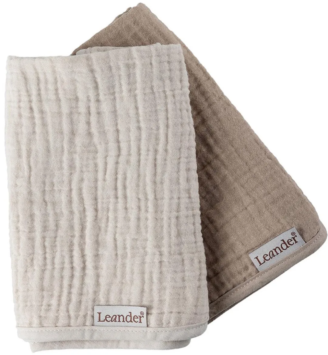 Leander Hydrofiele Doeken Organic Muslin - 2 Stuks - Beige