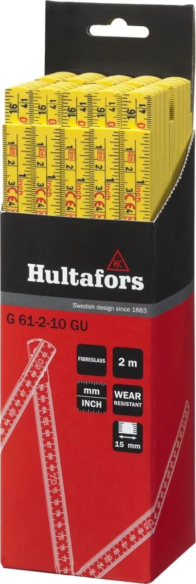Hultafors G61-2-10GU Duimstok 2m - mm/inch - Beige - afbeelding 3 van 6