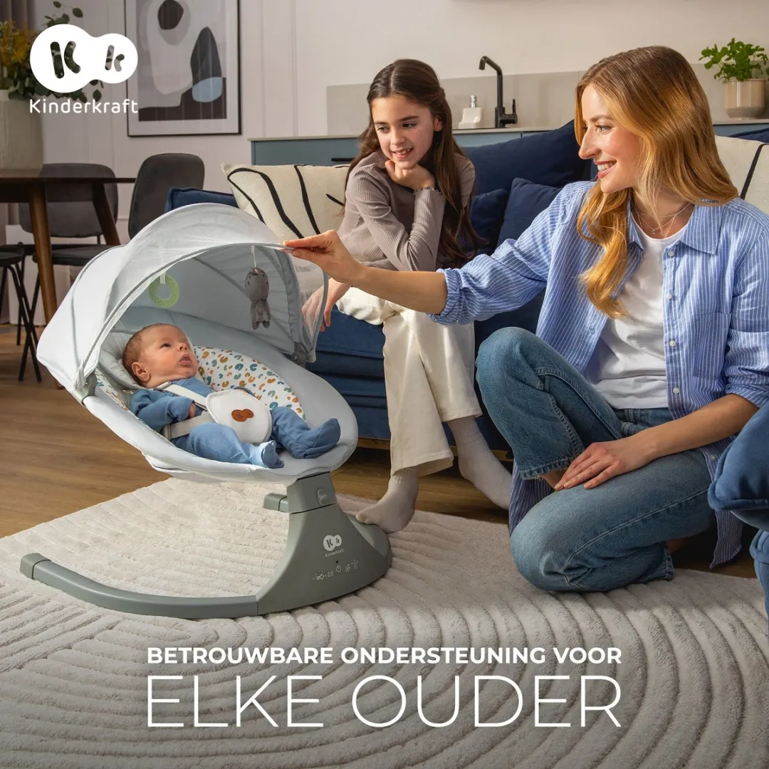 KinderKraft LUMI 2 Schommelstoel & Wipstoel Lichtgrijs