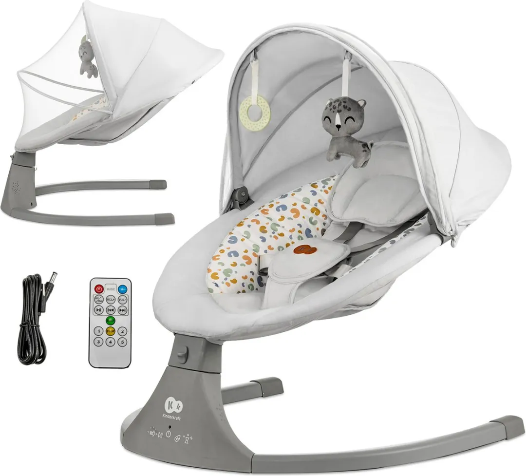 KinderKraft LUMI 2 Schommelstoel & Wipstoel Lichtgrijs