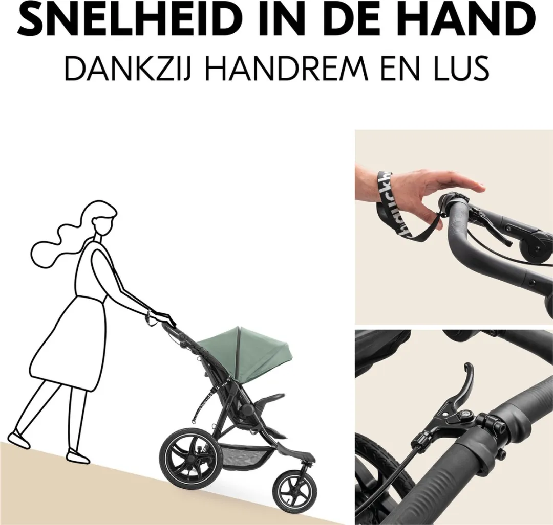 Hauck Runner 3 Buggy - XL-luchtwielen Vering Jungle Green