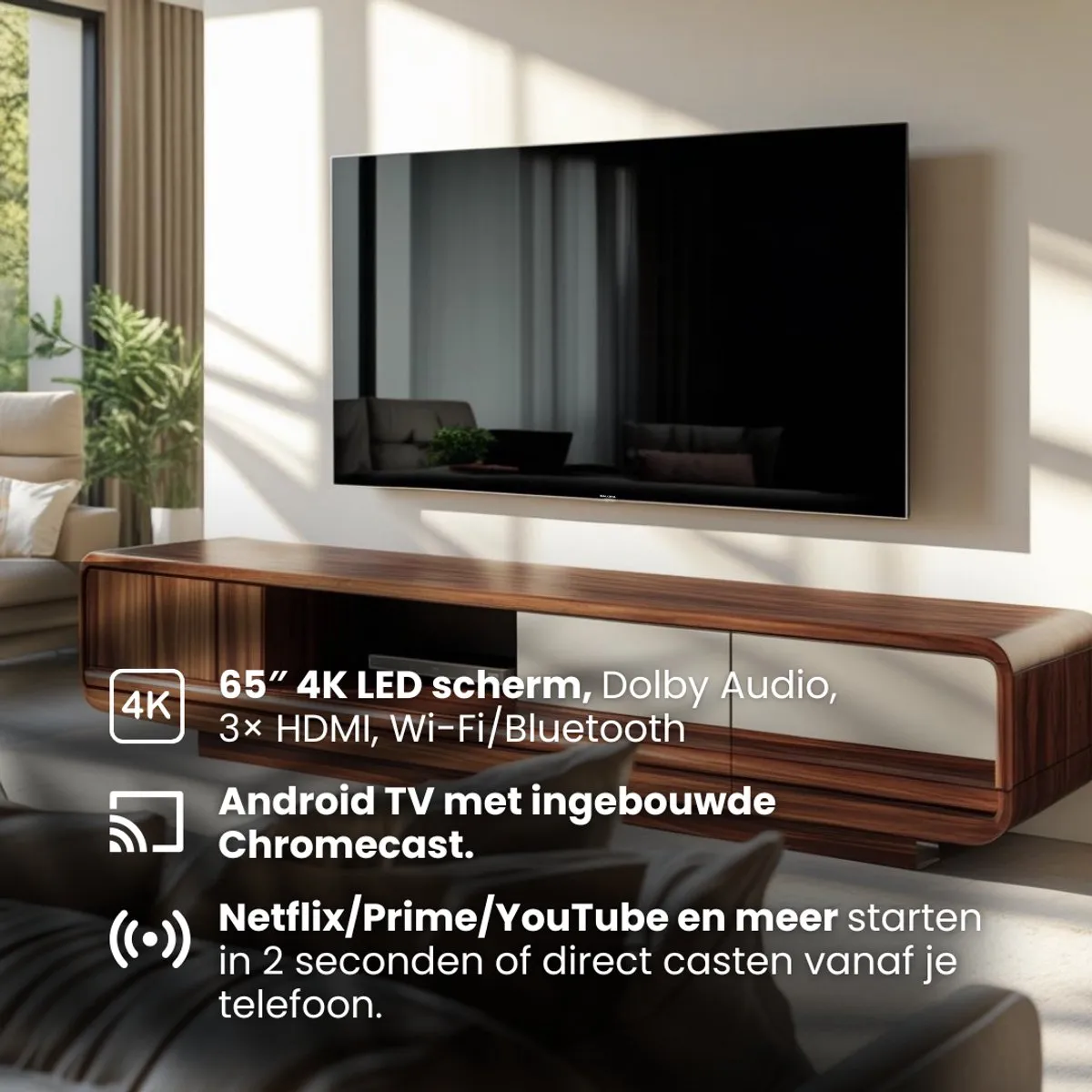 Salora SMART65TV 65 inch Smart TV - 4K Android TV - Zwart