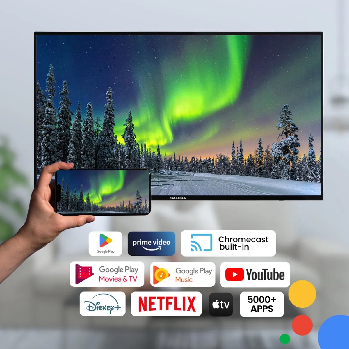 Salora SMART65TV 65 inch Smart TV - 4K Android TV - Zwart