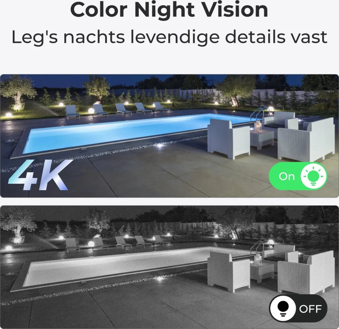 Reolink 4K Beveiligingscamera buiten draadloos, Automatische zoomtracking, 2,4/5 GHz WiFi, Nachtzicht in kleur TrackMix