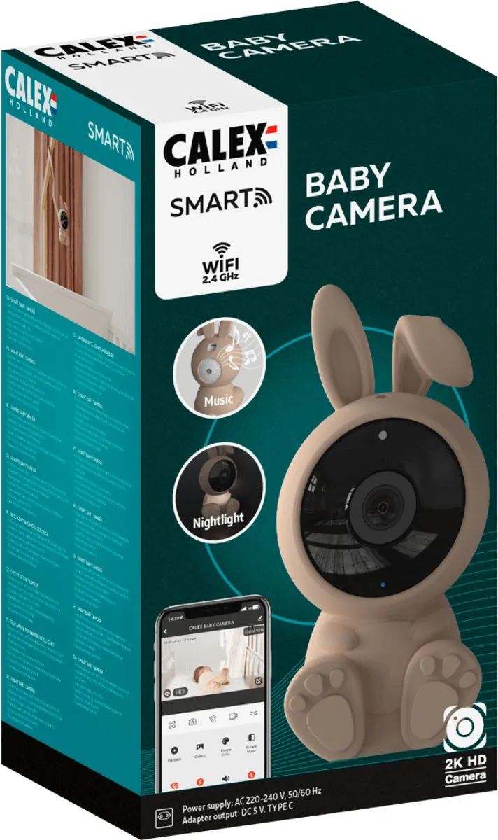 Calex 5501000900 Wifi Baby Camera - 2K - Beige