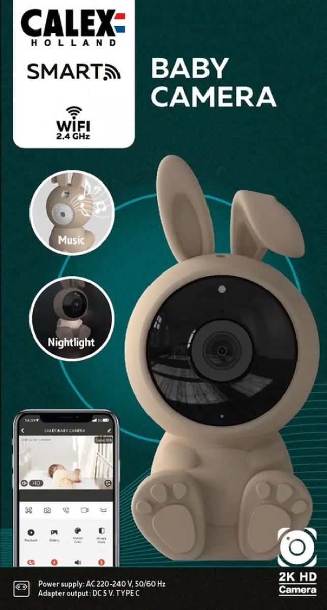 Calex 5501000900 Wifi Baby Camera - 2K - Beige