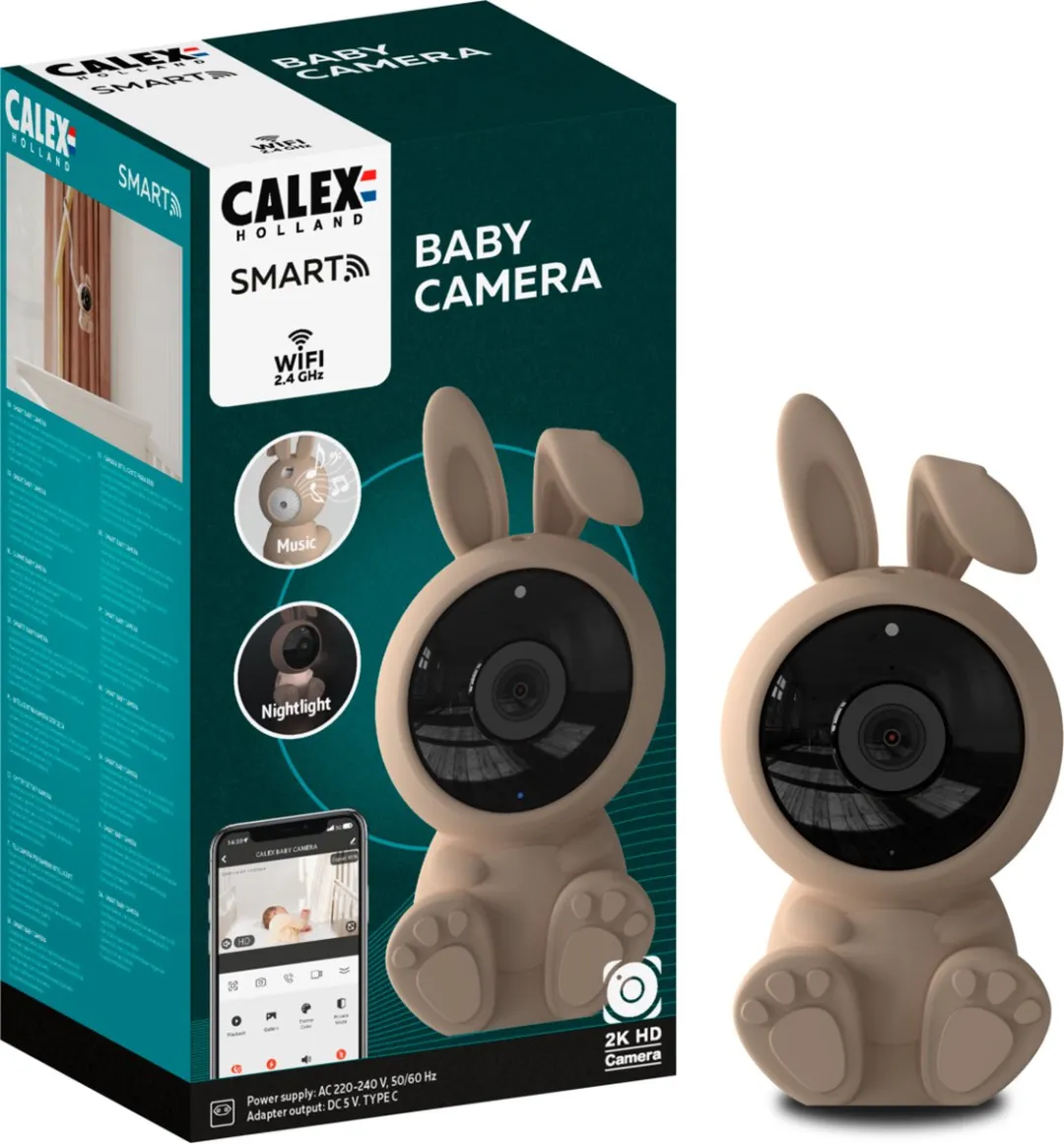 Calex 5501000900 Wifi Baby Camera - 2K - Beige